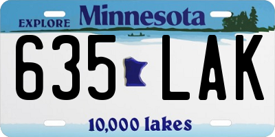 MN license plate 635LAK