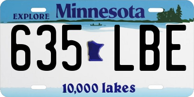 MN license plate 635LBE
