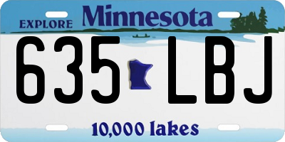 MN license plate 635LBJ