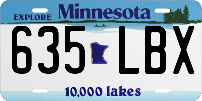 MN license plate 635LBX