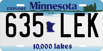 MN license plate 635LEK