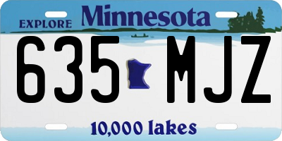 MN license plate 635MJZ