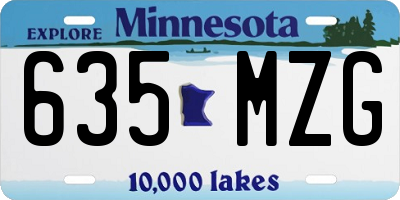 MN license plate 635MZG