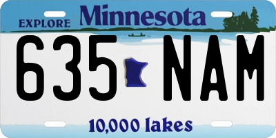 MN license plate 635NAM