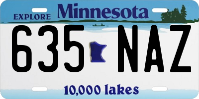 MN license plate 635NAZ
