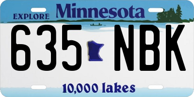 MN license plate 635NBK