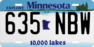 MN license plate 635NBW