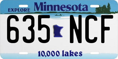 MN license plate 635NCF