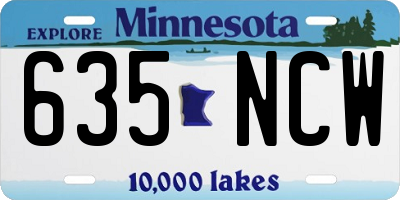MN license plate 635NCW