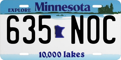 MN license plate 635NOC