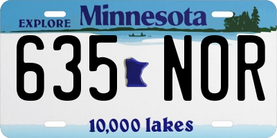 MN license plate 635NOR