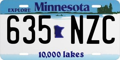 MN license plate 635NZC