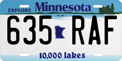MN license plate 635RAF