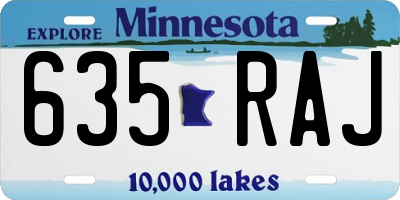MN license plate 635RAJ