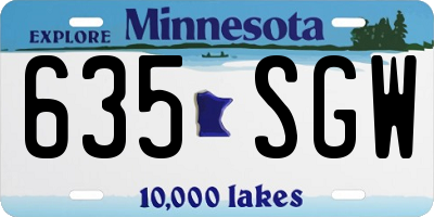 MN license plate 635SGW