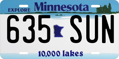 MN license plate 635SUN