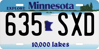 MN license plate 635SXD