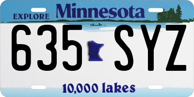 MN license plate 635SYZ