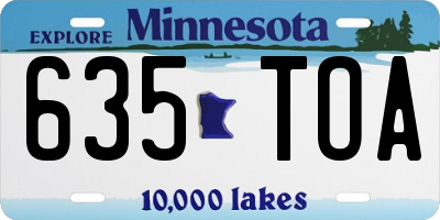 MN license plate 635TOA