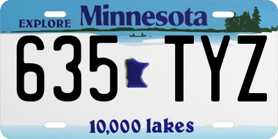 MN license plate 635TYZ