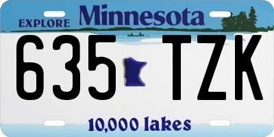MN license plate 635TZK