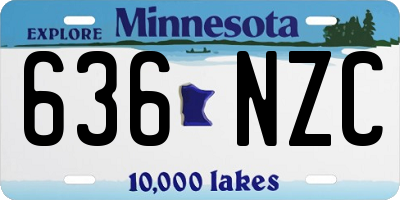 MN license plate 636NZC