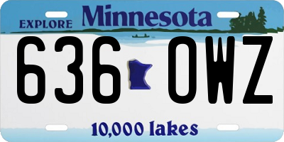 MN license plate 636OWZ