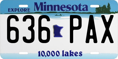 MN license plate 636PAX