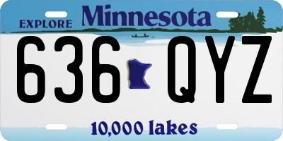 MN license plate 636QYZ