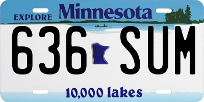 MN license plate 636SUM