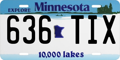 MN license plate 636TIX