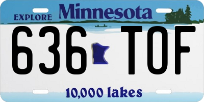 MN license plate 636TOF