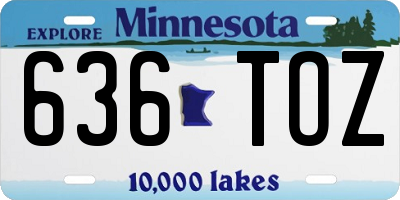 MN license plate 636TOZ