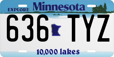 MN license plate 636TYZ
