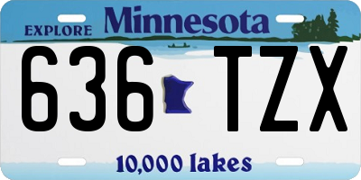 MN license plate 636TZX