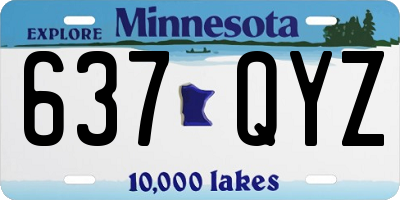 MN license plate 637QYZ