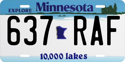 MN license plate 637RAF