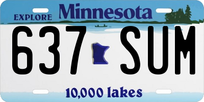 MN license plate 637SUM