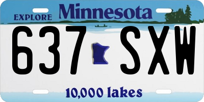 MN license plate 637SXW
