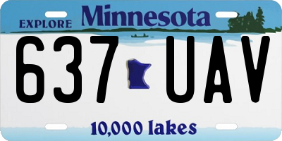 MN license plate 637UAV