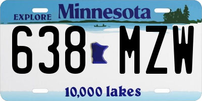 MN license plate 638MZW