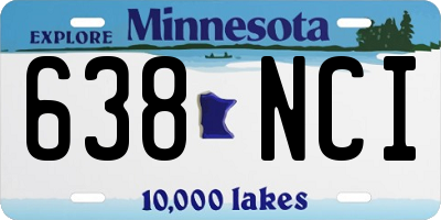 MN license plate 638NCI