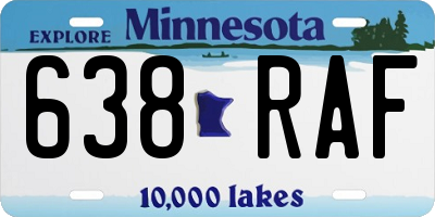 MN license plate 638RAF