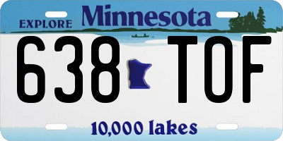 MN license plate 638TOF