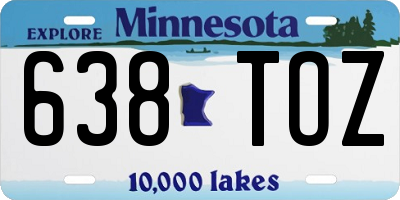 MN license plate 638TOZ