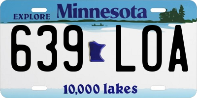 MN license plate 639LOA