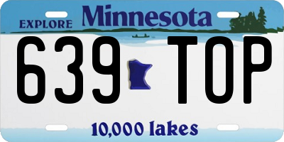 MN license plate 639TOP