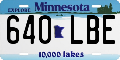 MN license plate 640LBE