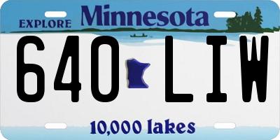 MN license plate 640LIW