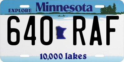 MN license plate 640RAF